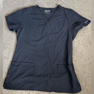 Women’s charcoal/pewter Cherokee workwear mock wrap scrub top size M